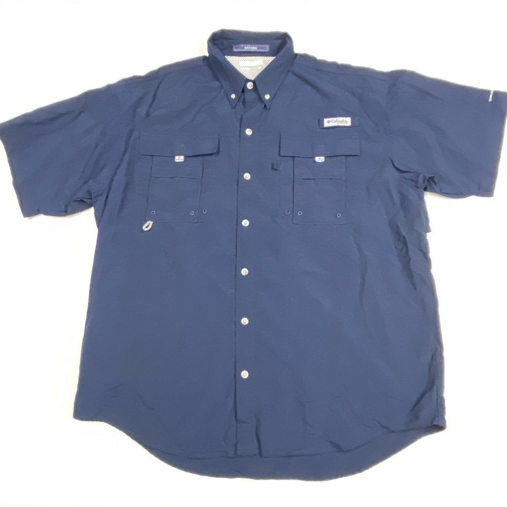 Columbia PFG Shirt Adult Large Blue Vented Fishing Outdoors Boating‎ Travel